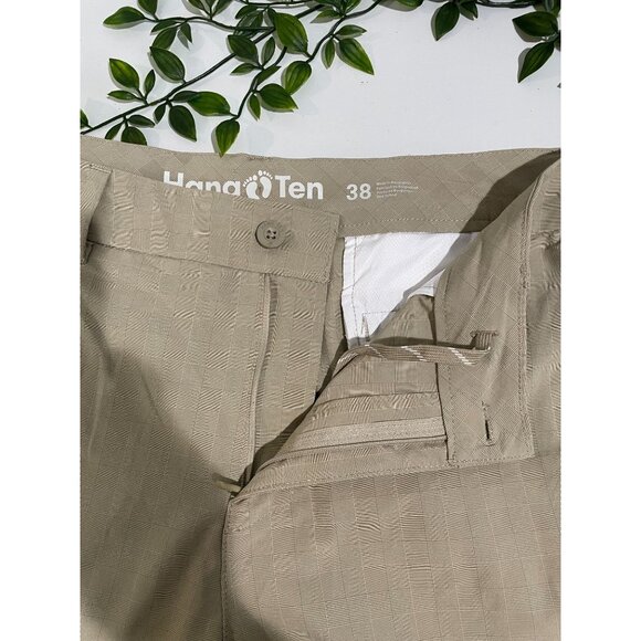 Hang Ten Mens Beige Plaid Shorts With Pocket Detail Size 38 - Picture 5 of 14